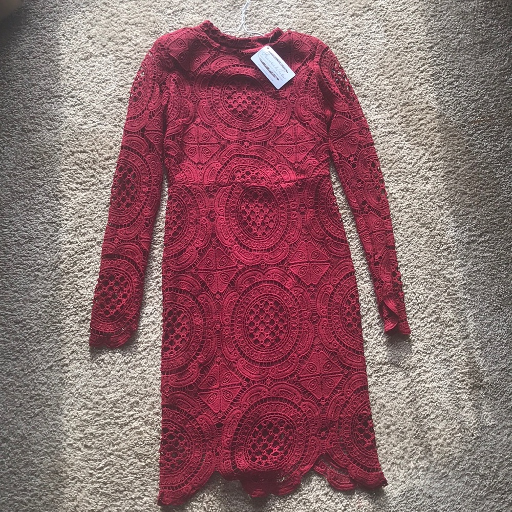 Boutique red lacy dress